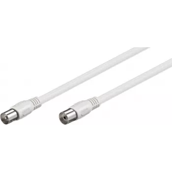 Goobay Cable de antena (Clase A, >85 dB), 2 apantallado, 5 m, blanco - conector macho coaxial > conector hembra coaxial (totalmente apantallado) (66616)