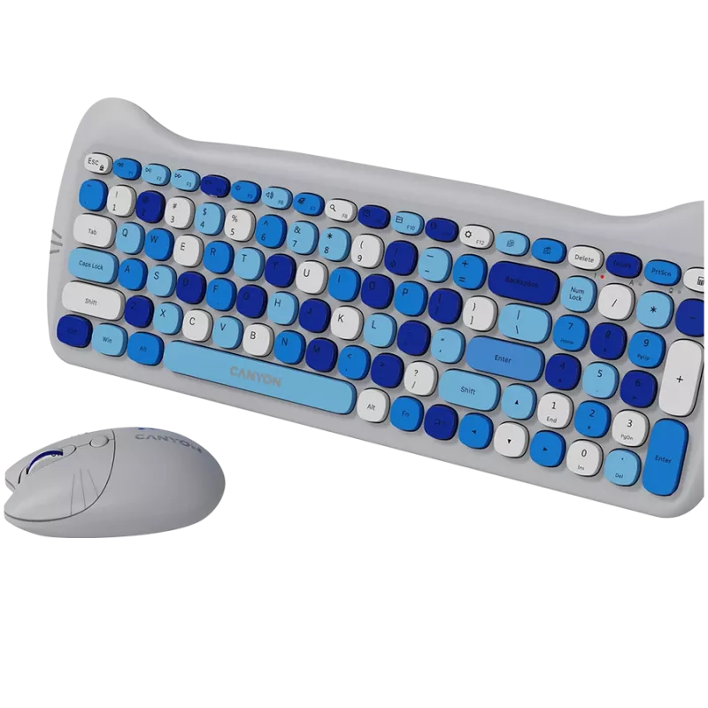 Conjunto de teclado y ratón inalámbricos CANYON HSET-W6 Kitty Edition AAA AA azul