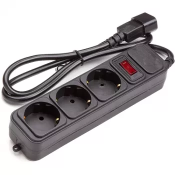 Alargador UPS 1 m, 3 tomas, con interruptor, negro
