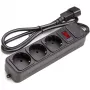 Alargador UPS 1 m, 3 tomas, con interruptor, negro