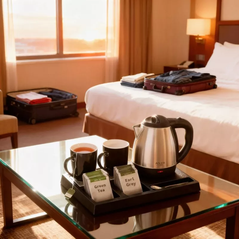 Adler AD 1354 hervidor de agua de hotel acero inoxidable 1,2 L + bandeja con tazas negro, acero