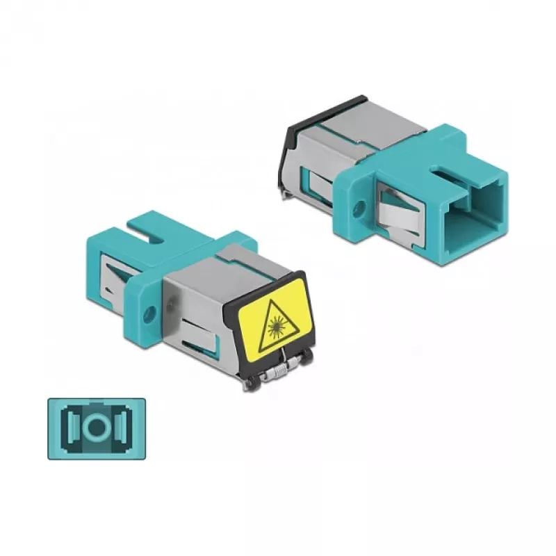 Acoplador de fibra óptica DeLOCK 86890 SC simplex hembra a SC simplex hembra multimodo aqua