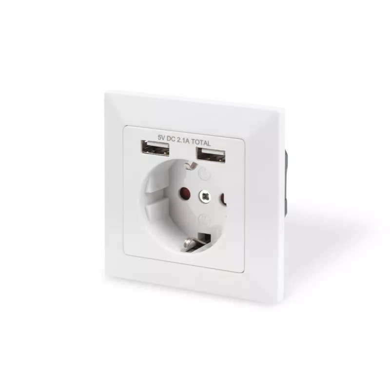 Toma de corriente de seguridad para montaje empotrado Digitus DA-70613 con 2 puertos USB