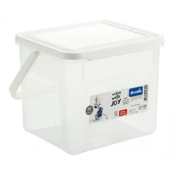 Recipiente para líquidos de limpieza Rotho Basic 4,5 l modelo 1770201100RP, tecnopolímero transparente con tapa y orificio para colgar