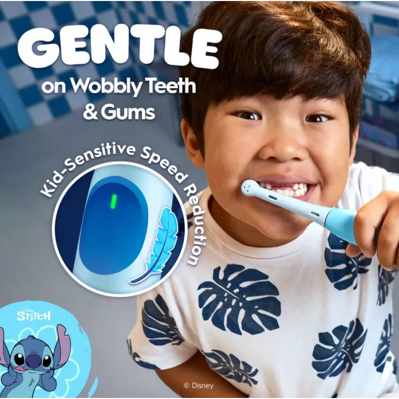Cepillo de dientes eléctrico Oral-B con estuche de viaje, 6Y+ | iO Kids Disney Stitch | Recargable | Para niños | Número de cabezales incluidos 1 | Número de modos de cepillado 3