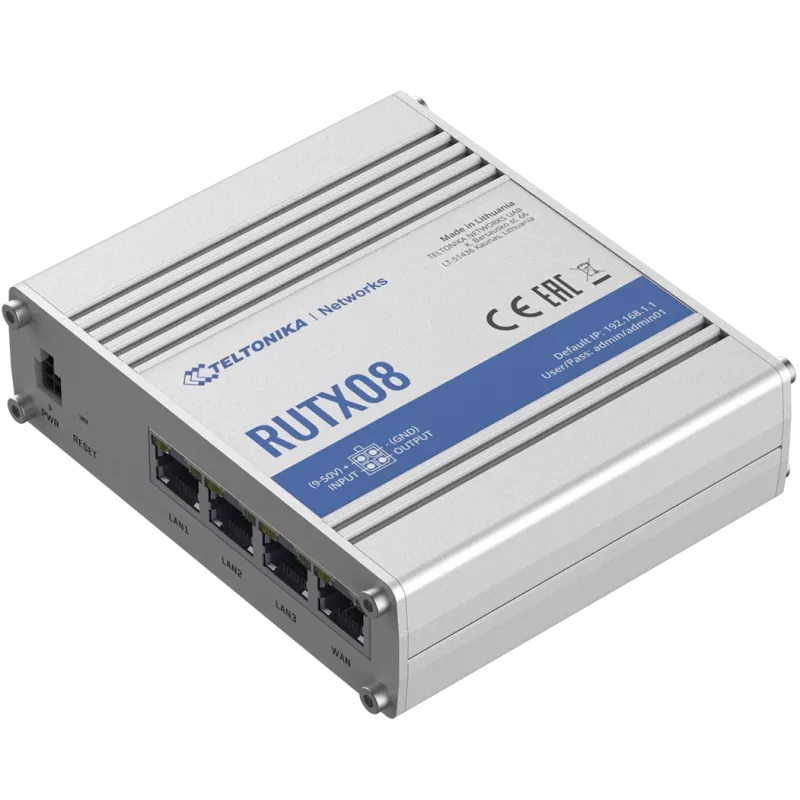 Router con cable Teltonika RUTX08 Gigabit Ethernet acero inoxidable