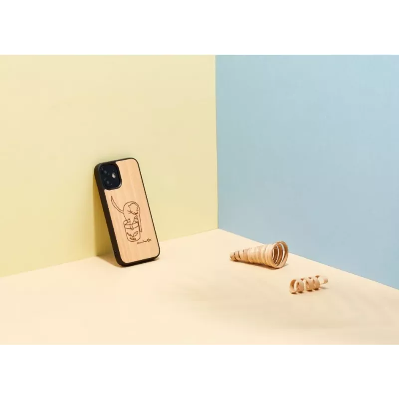 Funda para móvil Man and Wood para iPhone 12 mini — gato impreso con pez rojo