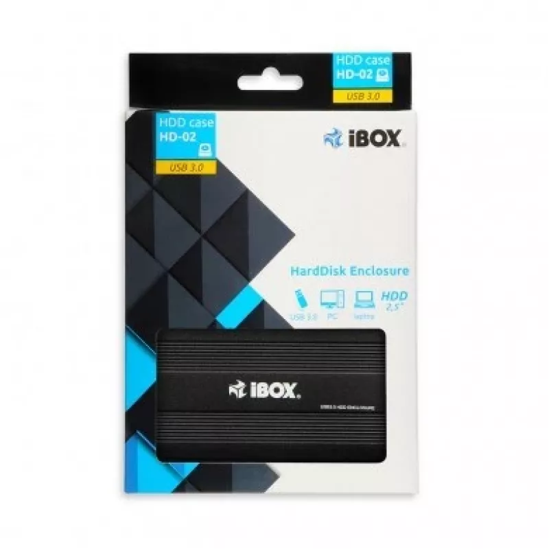 iBOX HD-02 carcasa externa para discos SATA de 2,5 pulgadas, USB 3.0, aluminio, negra