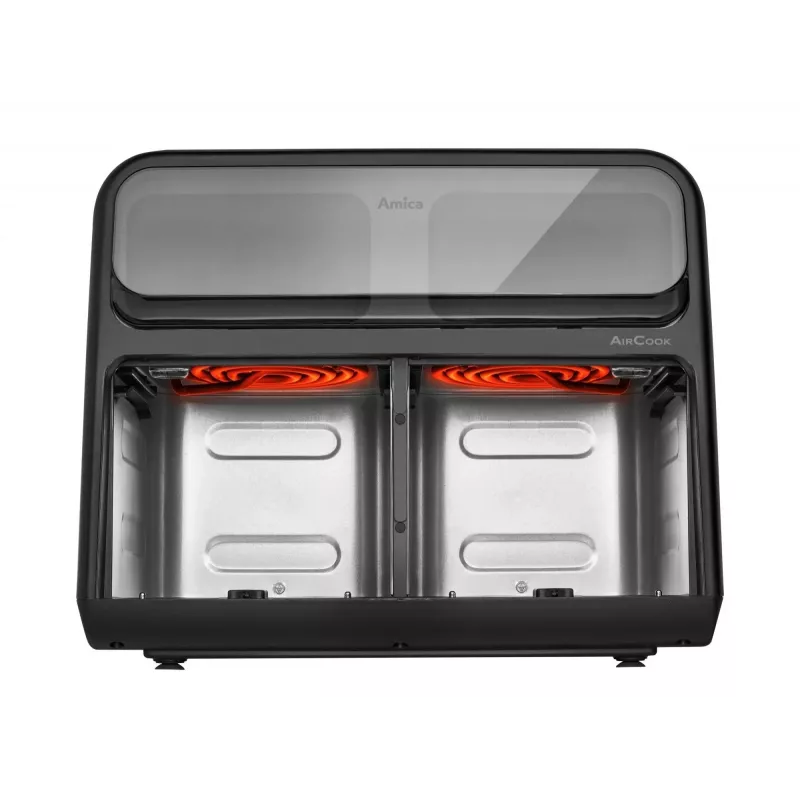 Freidora de aire doble Amica AFM 7020, 8 L, 2400 W, negra