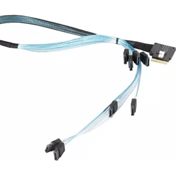 Supermicro - cable SAS interno - 1x8 SAS slim (SFF-8654) (M) acodado a la izquierda a SATA (M) 70 cm