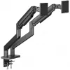Soporte de monitor doble DIGITUS para 2 pantallas de 45 inch, pinza de mesa, 2×20 kg, VESA 75×75–100×100, inclinación -20–50°