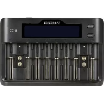 VOLTCRAFT CC-8 Cargador de pilas cilíndricas LiIon, LiFePO, NiMH, NiCd A, Mignon (AA), Micro (AAA), Mini (AAAA), Baby (C), Sub-C, 9 V bloque, 10340, 14500, 16340, 17500 (VC-10882815)