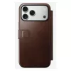 Funda para móvil Nomad Modern Leather Folio para iPhone 17 Pro Max — marrón, cuero, pantalla de 6,3