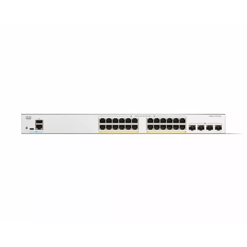 Cisco Catalyst 1300-24P-4X Switch gestionado, 24 puertos GE, PoE, 4x10GE SFP+, Limited Lifetime Protection (C1300-24P-4X)