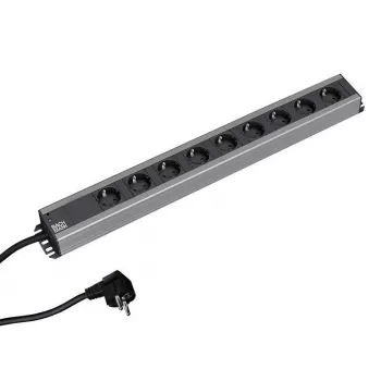 Alargador eléctrico Bachmann 300.001 2 m 9 tomas AC, interior, negro, gris
