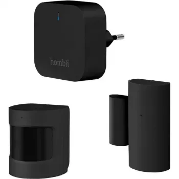 Detector de movimiento Hombli HBSP-0100 sensor infrarrojo pasivo (PIR) inalámbrico negro, ángulo de cobertura 120°, alcance 8 m, alimentado por batería
