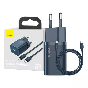 Cargador Baseus Super Si con cable USB-C a Lightning 20W azul