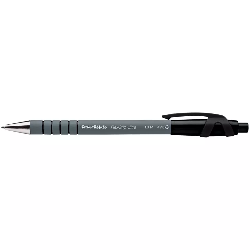 Paper Mate Flexgrip Ultra - clip - bolígrafo retráctil con clip - negro - 12 uds. - medio