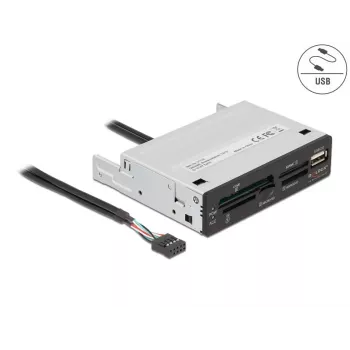 Lector de tarjetas DeLOCK 91708 USB 2.0 interno negro gris CF SD MicroSD