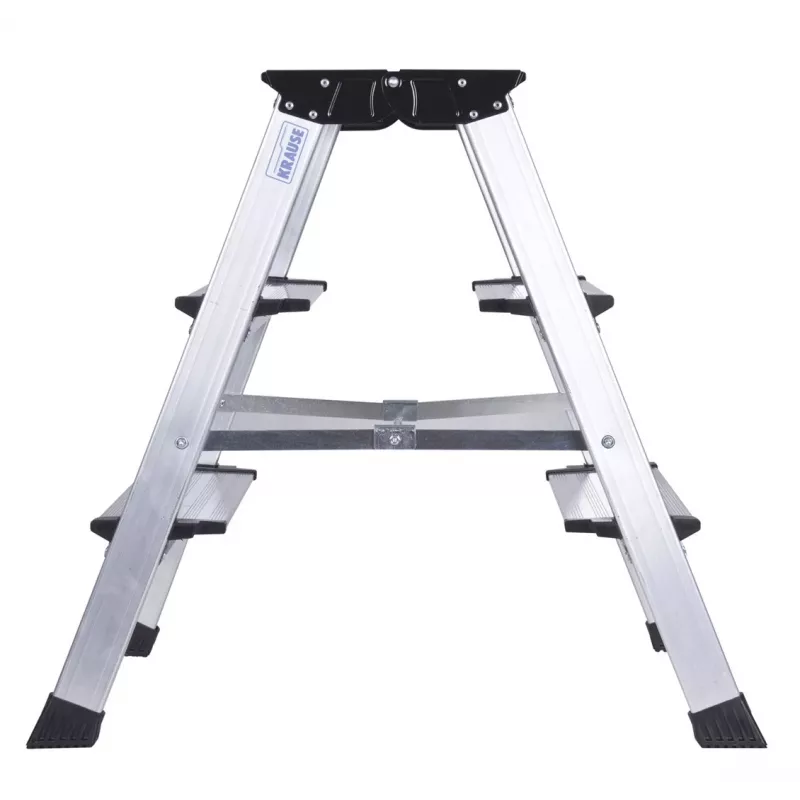 Escalera de tijera Krause 126030 — aluminio 3 peldaños, altura máxima 65 cm, 6.1 kg, ancho 500 mm