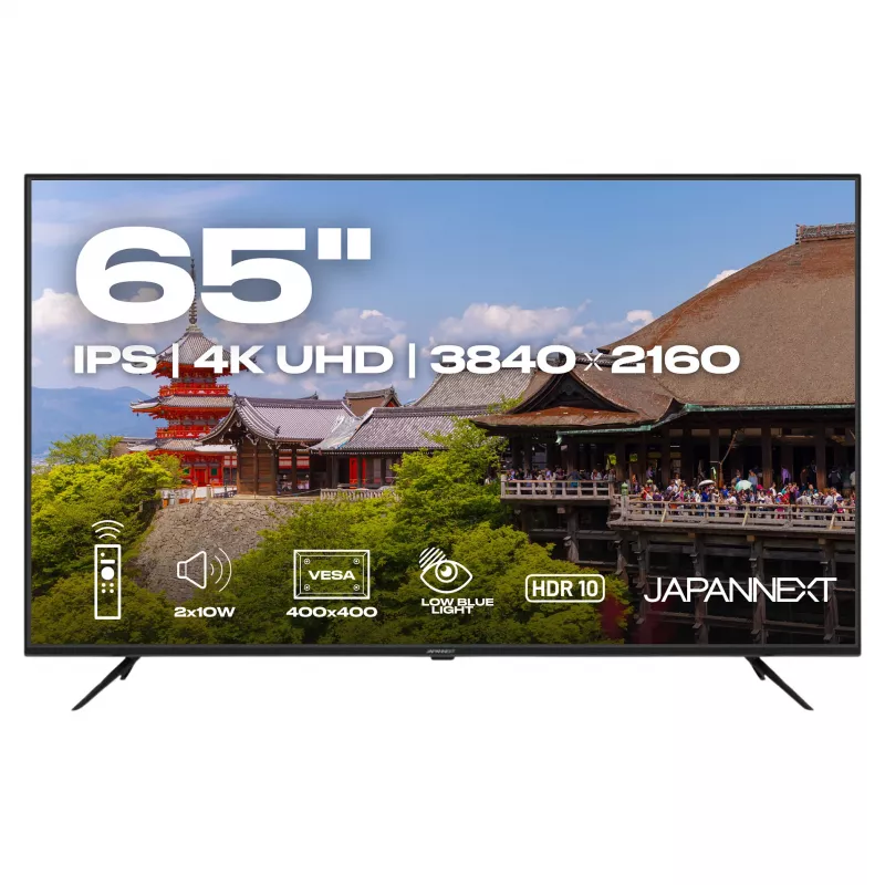 164,0cm/65 (3840x2160) JAPANNEXT JN-IPS650UHD60F 16:9 IPS 60Hz HDMI USB WLAN altavoces negro