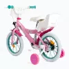Bicicleta infantil HUFFY 24951W Minnie, ruedas de 14 pulgadas, cuadro de acero, neumáticos, frenos de llanta delantero/trasero, ruedines