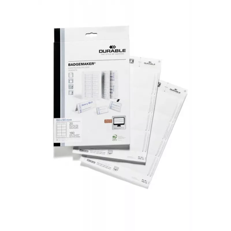 Insertos para placas de identificación Durable 1456-02 60x90 mm blanco