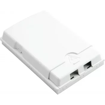 Caja de conexión FTTH helos 373381, montaje en superficie, 2 puertos, blanco