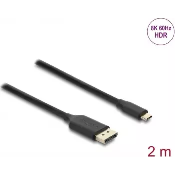 Adaptador de cable de vídeo DELOCK USB Type-C a DisplayPort 2 m, negro