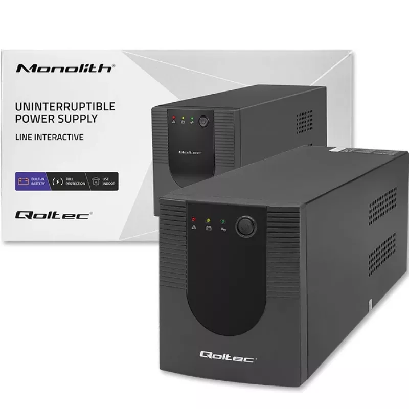 Qoltec Monolith 53775 SAI Line-Interactive, 1200 VA (1,2 kVA) / 720 W, AVR, 4 tomas AC, negro
