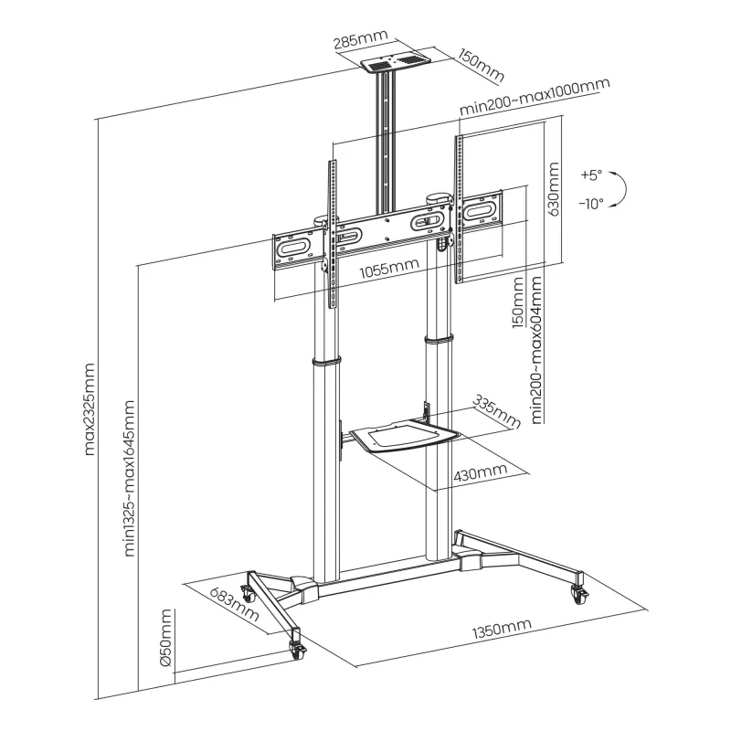 Soporte de suelo Sbox FS-3610 para televisores LED ultra grandes 60-100 100kg blanco