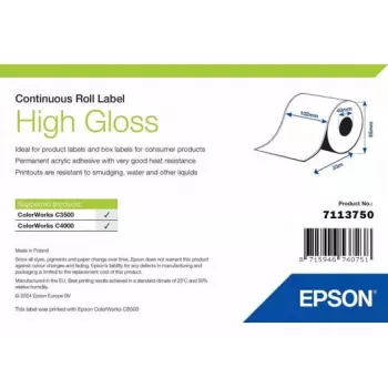 Rollo de etiquetas Epson 7113750 brillante, 102 mm de ancho x 33.000 mm de largo