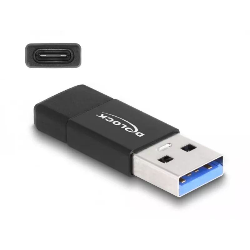 Adaptador DeLOCK 60001 USB A USB C Negro