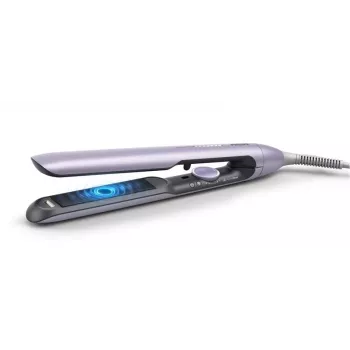 Plancha de pelo Philips BHS742/00 (serie 7000) — placas de cerámica, 12 niveles de calor, 120–240 V, cable de 2 m, lila