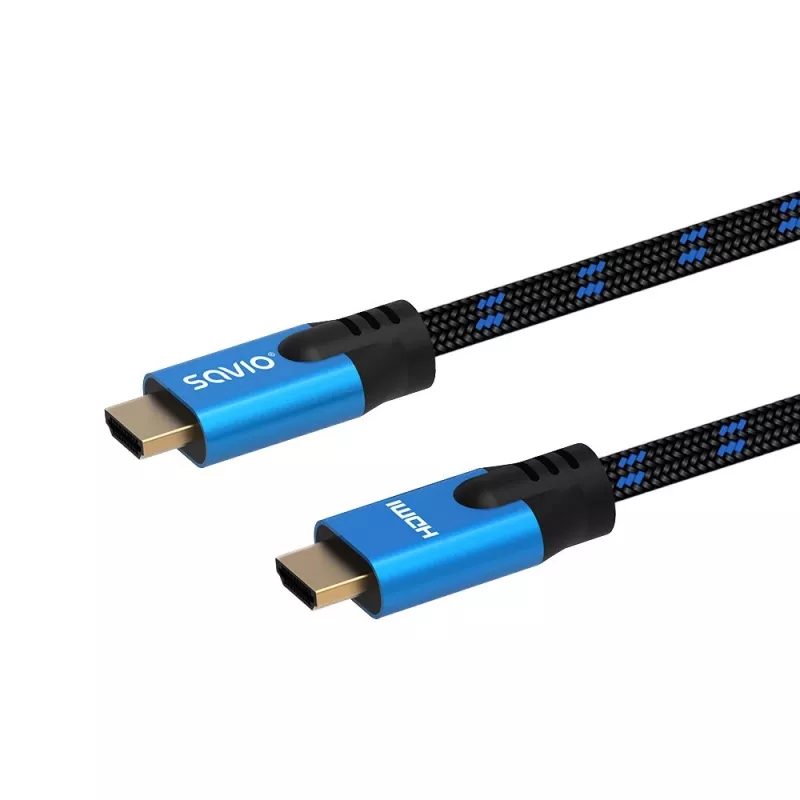 Cable HDMI Savio CL-142 v2.1 1,8 m, HDMI Type-A conector macho–macho, contactos dorados, Negro/Azul