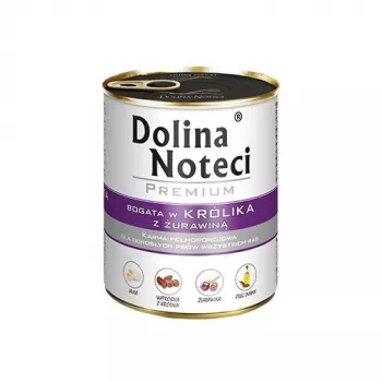 Dolina Noteci Premium rico en conejo con arándanos rojos, comida húmeda para perros, 800 g