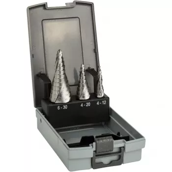 Set de brocas escalonadas Bosch HSS con mango de 3 caras para aluminio y plástico