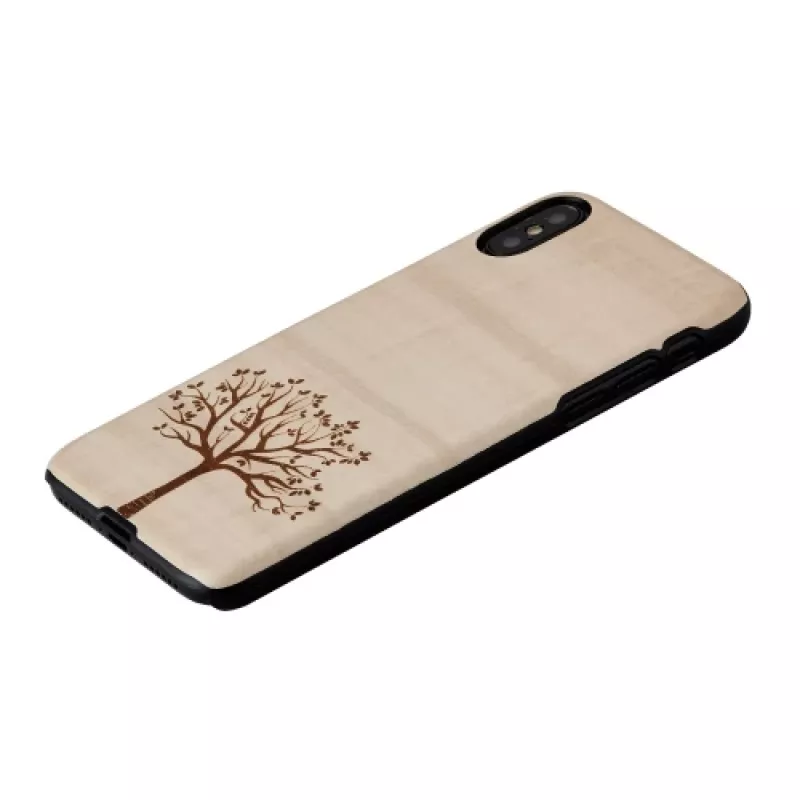 Funda para smartphone Man and Wood para iPhone X/XS, madera de manzano, negra