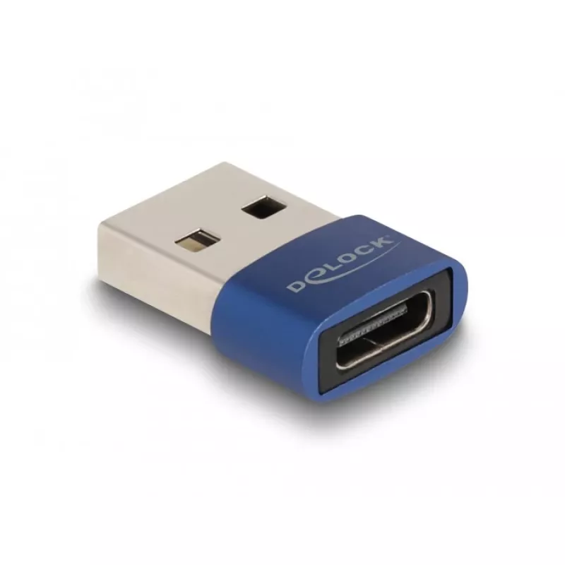 Adaptador USB 2.0 DeLOCK USB Type-A conector macho a USB Type-C conector hembra azul