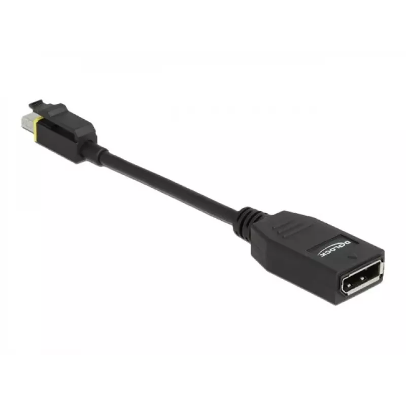 DeLOCK - Adaptador DisplayPort - Mini DisplayPort (M) con bloqueo a DisplayPort (H) - DisplayPort 1.4 - 15 cm - libre de halógenos, compatible con 8K - Negro (65978)