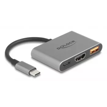 Adaptador de cable de vídeo DeLOCK 61071 0,1 m USB Type-C USB Type-C USB Type-A HDMI gris