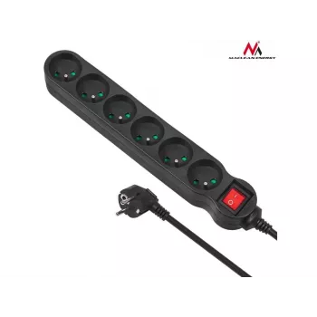 Alargador de corriente Maclean MCE188 5m 6 tomas interior negro