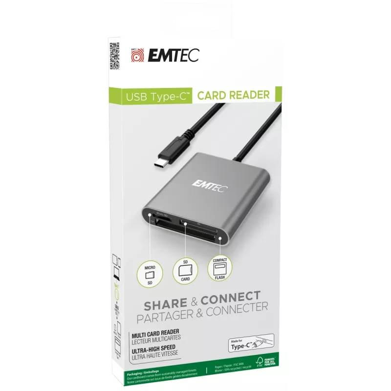 Lector de tarjetas Emtec ECCAREADT610C USB 3.1 gris