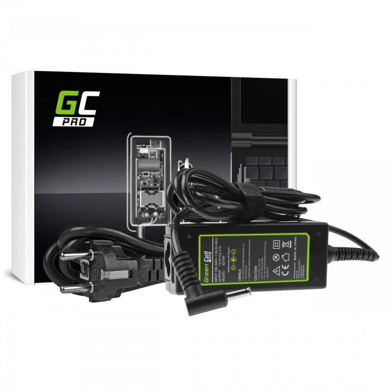 Adaptador de corriente AC-to-DC para portátil Green Cell AD74P 45W 19,5V 2,31A para interiores, Negro