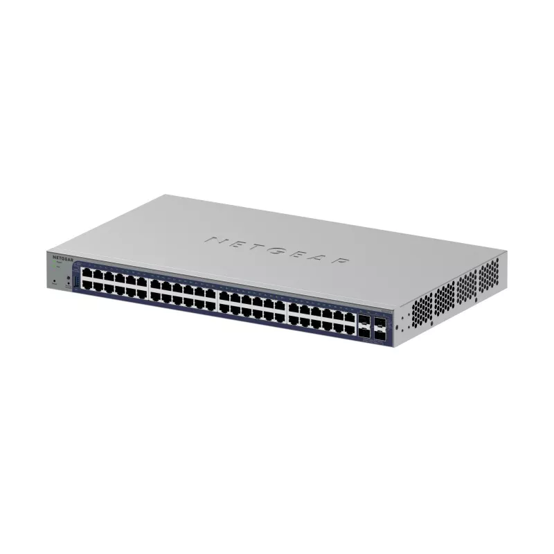 Switch Gigabit Ethernet gestionado Netgear GS752TX, 48x RJ-45 10/100/1000, soporte 10G, rack 1U, gris
