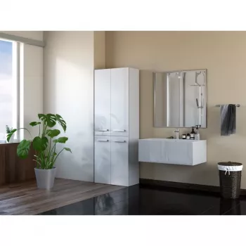 Armario de almacenamiento de baño Topeshop NEL 1K DD en blanco brillo