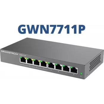 Switch de red PoE gestionado L2 Gigabit Grandstream GWN7711P — 8x RJ-45 10/100/1000, 48V DC, sobremesa/montaje en pared