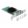 DeLOCK tarjeta PCI Express x4 a 4 x externo USB 3.0 Quad Channel - formato Low Profile