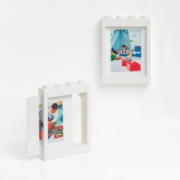 LEGO Marco de fotos PICTURE FRAME, (An)191 x (Al)268 mm, blanco de plástico ABS, con 4 tacos, apilable, compatible con - 1 unidad