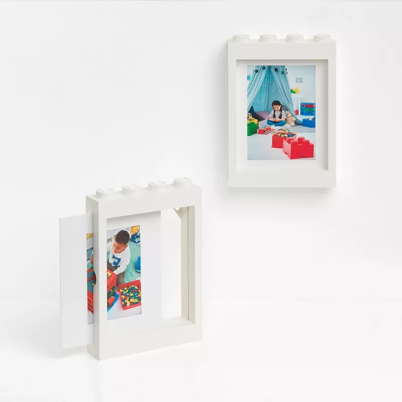 LEGO Marco de fotos PICTURE FRAME, (An)191 x (Al)268 mm, blanco de plástico ABS, con 4 tacos, apilable, compatible con - 1 unidad